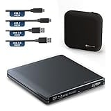 techPulse120 Externes USB 3.1 Blu-ray DVD CD USB-C UHD 4k 3D M-DISC BDXL HDR10 128GB Laufwerk Brenner Burner Superdrive BD Imperator Paket Tasche 90cm Anschlusskabel Aluminium Grau