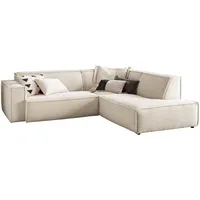 KAWOLA Sofa SAMU Ecksofa Cord cremeweiß Recamiere rechts - Weiß
