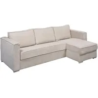 Eckschlafsofa mit Matratze - Ecke wechselbar - Cord - Beige - Liegefläche mit Lattenrost mit breiten Latten 140 cm - Matratze 14 cm - loreto