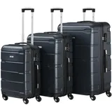 Zelsius Koffer Set 3 Stück, Anthrazit | ABS Hartschalenkoffer mit Zahlenschloss, Doppelrollen und Innen Trennwand | Handgepäckkoffer, Koffer Groß, Hartschalenkoffer Set 3 teilig, Trolley, Luggage Set