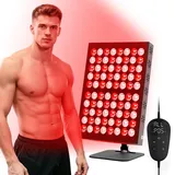 80LEDs Rotlichtlampe Panel, 62W 850nm & 660nm Infrarotlampe, Red Light Therapy Infrarot Lampe mit 5 Helligkeitsstufen & 10/20/30 Min Timer, Infrarot Lampe Winkel Verstellbar