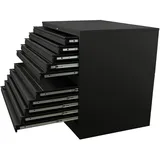 Schrank & Stuhl Planschrank – Grafikschrank mit 10 Schüben für DIN A1 Formate, Flachablageschrank mit Sockel in Tiefschwarz (RAL 9005), Komplett montiert, 102 x 113 x 83 cm
