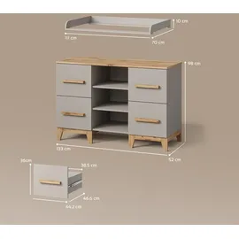 livinity® Wickelkommode Mailo 4 Schubladen Cashmere/Artisan