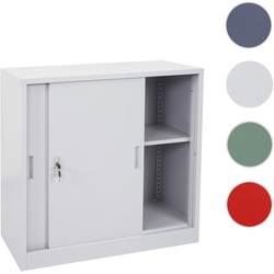 Aktenschrank Boston HWC-F41, Stahlschrank B√oroschrank, mit abschlie√übaren Schiebet√oren 90x90x45cm ~ grau