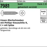 Blechschraube DIN 7981 LIKO PH C3,5x22-H Stahl galv.verz. Spitze 1000St.