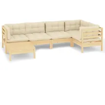 vidaXL Garten-Lounge-Set 6-tlg. creme Kiefer