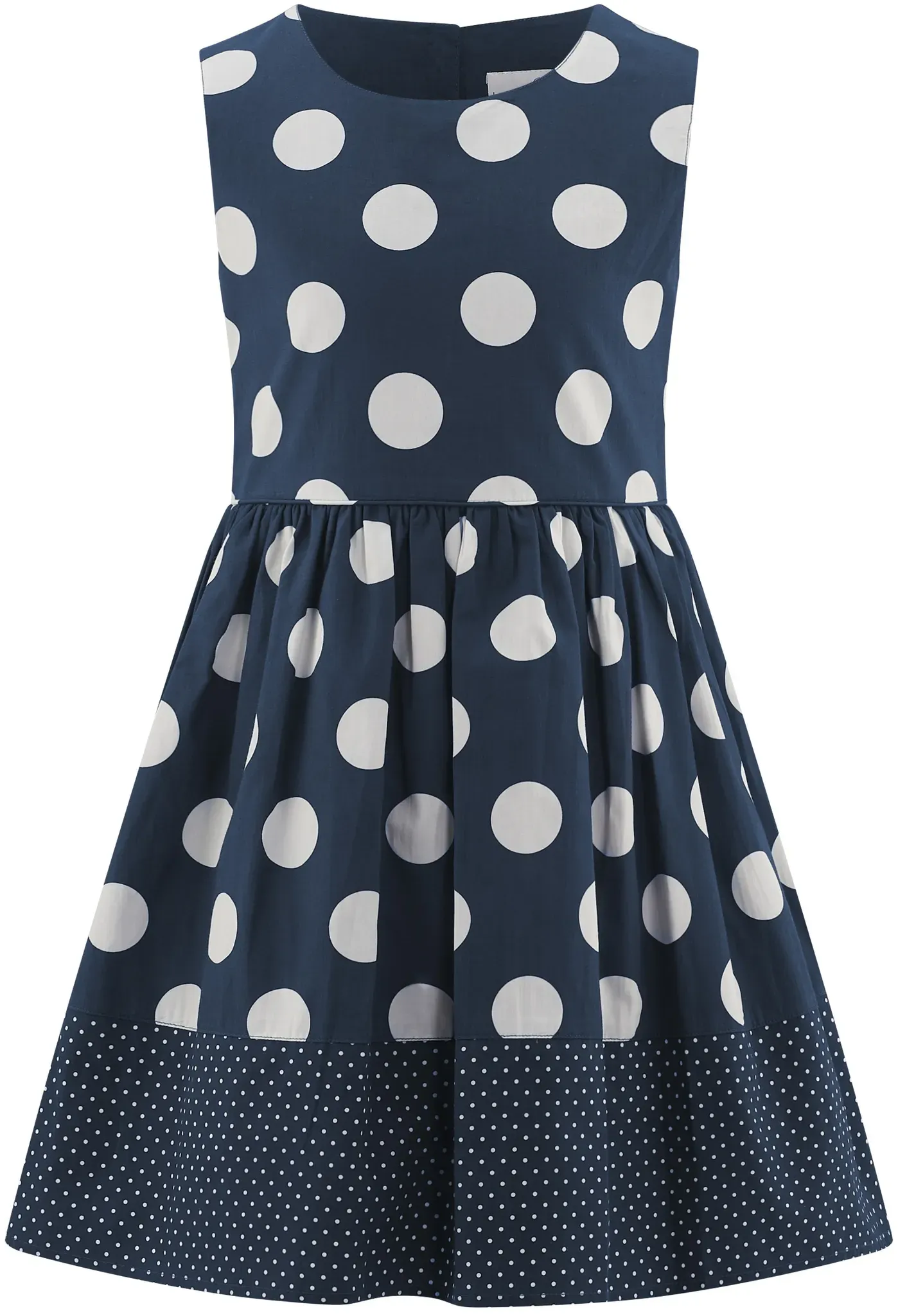 Sommerkleid HAPPY GIRLS, Mädchen, Gr. 116, N-Gr, navy, Web, Obermaterial: 100% Baumwolle. Futter: 100% Baumwolle, bedruckt, gepunktet, Basic kniebedeckend, Rundhals, Kleider Sommerkleid, mit Knopfleiste im Rücken
