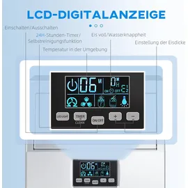 Homcom Kommerzielle Eiswürfelmaschine 30 kg/24 H Eismaschine Edelstahl - Silber