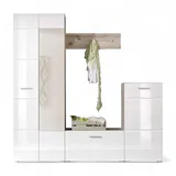 HBZ Kompaktgarderobe Sixx Weiß Hochglanz, Flurgarderobe mit Spiegel, BxHxT 195x195x36 cm (B/H/T)