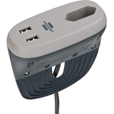 Brennenstuhl Estilo Sofa-Steckdose mit USB-Ladefunktion (Möbel-Steckdose mit 1x Euro-Steckdose und 2X USB-Charger, Steckdosenleiste mit Halteschiene) Anthrazit/Grau