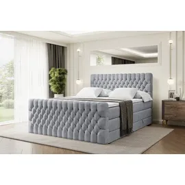 altdecor Boxspringbett SERENE-Z KING - 160 x 200 - H3/H4 - Hellgrau