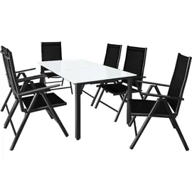 CASARIA Bern Set 7-tlg. Tischplatte Milchglas/anthrazit