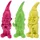 Cepewa XL Gartenzwerg 3er Set Polyresin pink gelb grün 13x40x12cm | Dekofigur zum Aufstellen in Haus und Garten | Gartenfigur Zwerg Beetwächter (1 x 3er Set XL Gartenzwerge pink gelb grün)