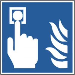 Brandschutzschild als Symbol Brandmelder manuell nach ISO 7010