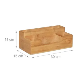 Relaxdays Schreibtisch Organizer, 7 Fächer, Bambus-Organizer, Büro, Küche, Bad, Tischorganizer HBT 11x30x15cm, Natur