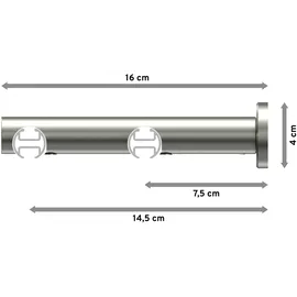 Interdeco GARDINENSTANGE INNENLAUF Platon Elanto 240 cm (geteilt in 2 x 120 cm), 2-läufig, 20 mm Ø Edelstahl-Optik