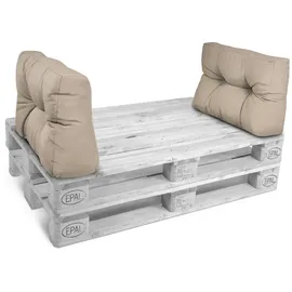 Beautissu Palettenkissen 60 x 40 x 20 cm beige 2-tlg.