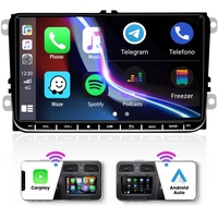 Hikity 9" HD Touchscreen Android Autoradio mit Navi für VW Golf 5 Golf 6 Passat Polo Tiguan Caddy, Wireless CarPlay Android Auto, Doppel Din Autoradio mit WiFi FM RDS USB SWC Canbus Rückfahrkamera
