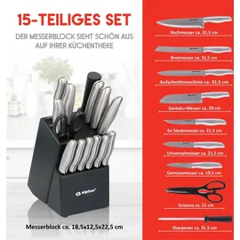 Alpina Messerblock 15-tlg. Schwarz