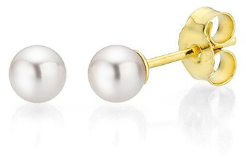 Paar Ohrstecker FIRETTI "Schmuck Geschenk Gold 375 Ohrschmuck Perle verschiedene Größen" Ohrringe Gr. 4, Gelbgold 375-Perlen, weiß (gelbgoldfarben, weiß) Damen Ohrstecker