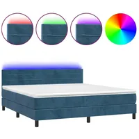 VidaXL Boxspringbett mit Matratze & LED Dunkelblau 180x200 cm