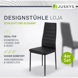 Juskys Esszimmerstühle Loja 4er Set - Schwarz