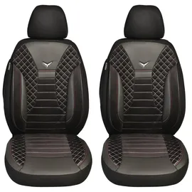 BREMER SITZBEZÜGE Maß Auto Schonbezüge kompatibel mit VW T6 T6.1 Multivan Fahrer & Beifahrer Set ab 2015-2021 / Auto Schonbezug Velour Kunstleder Set 2er Pack in Schwarz/Weiße Naht (PS808)