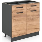 Vicco Küchenschrank Unterschrank Schubunterschrank 80 cm R-Line Anthrazit