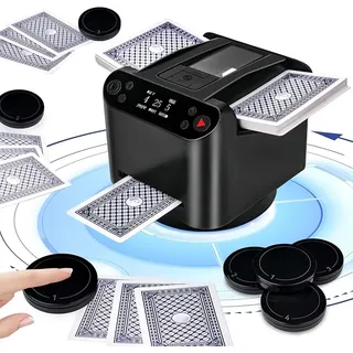 Kartenmischmaschine, 2-in-1-Kartenmischer und -Dealer mit LCD-Bildschirm, unterstützt 12 Spieler, 4 Fernbedienungen, für Poker-Spielabende