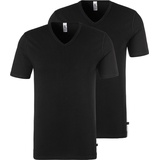 H.I.S. H.I.S., Herren, Shirt, Herren Basic T-Shirt, mit V-Ausschnitt im 2er Pack, schwarz, (6, L,
