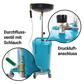 BITUXX Mobiler 80L Ölauffangwagen Ölablassgerät Altölauffang Ölwechsel Druckluft Entleerung 38,5cm Trichter