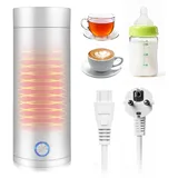 Sporgo Reise Elektrisch Wasserkocher: 475ML Mini Tragbarer Wasserkocher 304 Edelstahl Liner, 220V 300W Electric Kettle, Wassertasse mit Automatischer Abschaltung und 4 Temperaturstufen Einstellbar