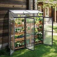 Gegaden 0,99m2 - HALB Gewächshaus-180x55x190-MIT Rückwand