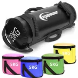 Eyepower 20kg Power Bag mit 4 Kettlebell Gewichten - 20x60 Home Training Sandbag 6 Griffe