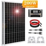 200W Wohnmobil Solarpanel kit Monokristallines Solarsystem Solar Set Photovoltaikanlage für Wohnmobile 0% MwSt