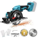 Roadtime 5 Zoll Akku-Kreissäge für Makita 18V Akku(ohne Akkus),Professional Mini Handkreissäge mit 2 Klingen,Holzsäge und Diamantmesser,ideal für Holz, Weichmetall, Kunststoff, Fliesen