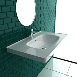 Alpenberger Keramik Hänge Waschbecken | Handwaschbecken zur Wandmontage | Becken Nanobeschichtung 89 cm Badezimmer