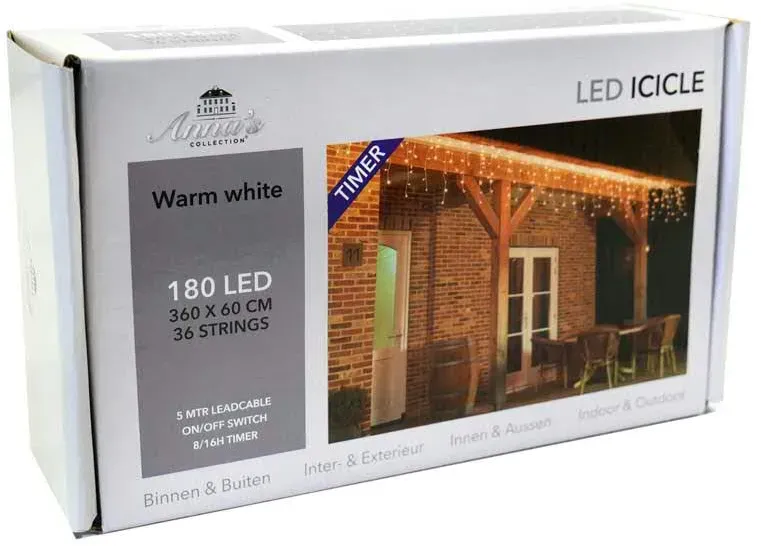 Lichtervorhang 180LED 3,6m transparent  - outdoor ww