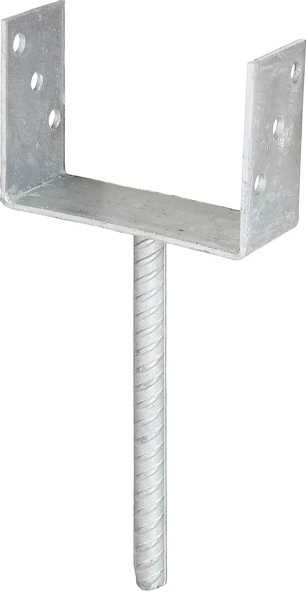 U-Pfostenträger ALBERTS, grau (feuerverzinkt), B:14,1cm T:6cm, Stahl, Bodenanker, feuerverzinkt, lichte Breite 141 mm, Länge Betonanker 200 mm