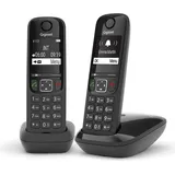 Gigaset AS690 DUO, Analoges/DECT-Telefon, Kabelloses Mobilteil, Freisprecheinrichtung, 100 Eintragungen, Anrufer-Identifikation, Schwarz - Schwarz