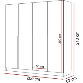 lookway Drehtürenschrank Aurel 200 x 200 x 57 cm Beige
