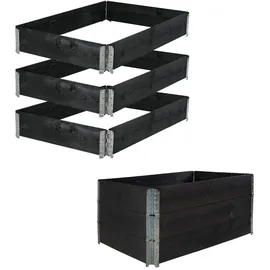 Trutzholm Hochbeet 3er Set Palettenrahmen 120 x 80 x 60 cm Schwarz
