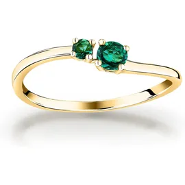 Live Diamond Ring goldgelb / smaragd 56