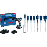 Bosch Professional 18V System Akku Bohrschrauber GSR 18V-110 C (inkl. Akku, Ladegerät, in L-BOXX) + 7x Expert SelfCut Speed Flachfräsbohrer Set (für Weichholz, Grobspanplatte, Ø 16-32 mm, Zubehör)