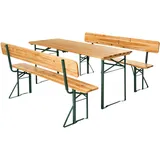 Tectake tectake® Bierzeltgarnitur, 3-teilig, für bis zu 8 Personen, beschichtetes Stahlgestell mit robusten Scharnieren, robustes Tannenholz mit Schutzlackierung