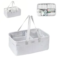 KIKKABOO Wickeltasche, Korb, Windelorganizer faltbar Griffe abnehmbare Trennwand weiß