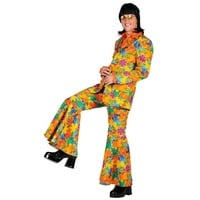 thetru Kostüm Hippie Anzug orange, 70er Jahre Disco-Anzug in blümerantem Look orange SMETAMORPH
