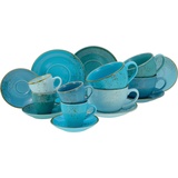 CreaTable Bistrotassen-Set Nature Collection 16tlg. Steinzeug Blau