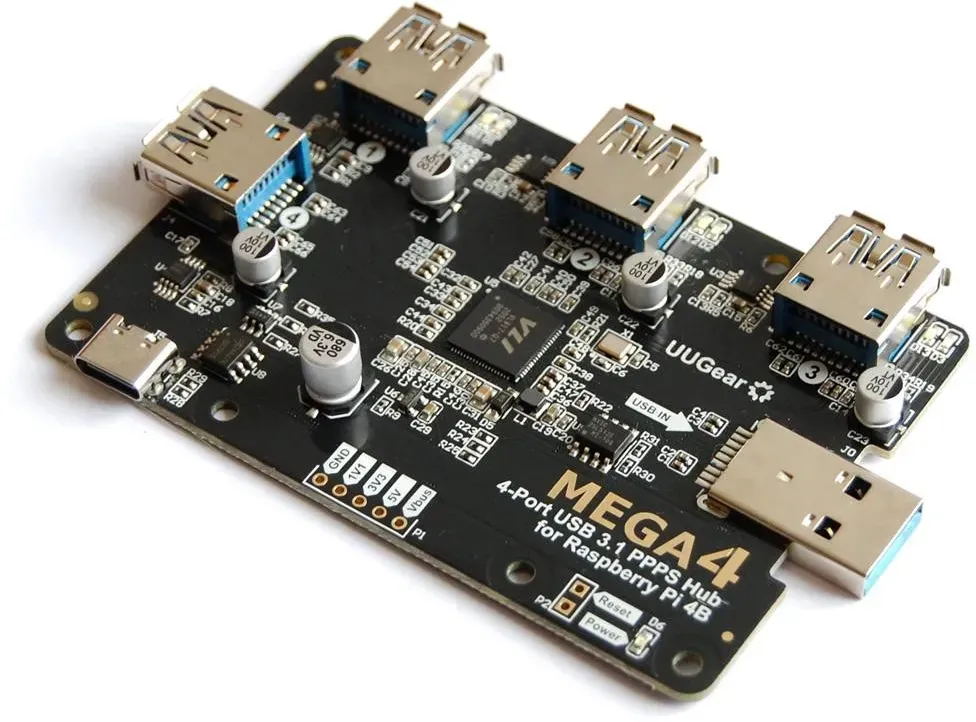 MEGA4 4-Port USB-Hub 3.1 PPPS Hub für Raspberry Pi 4B