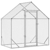 vidaXL Hühnerkäfig Silber 170 x 100 x 177 cm Verzinkter Stahl,